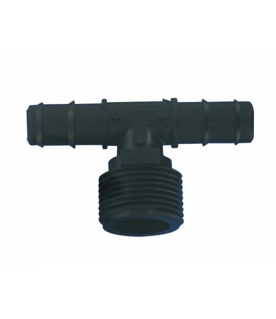 Connexion en Té cannelé et fileté - 20 x 27 mm - 16 mm - Lot de 2 - CAP VERT