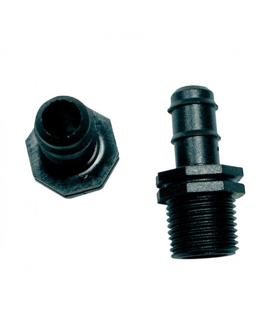 Raccord droit Mâle cannelé pour tuyaux de 16 mm - Lot de 2 - CAP VERT