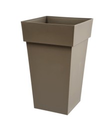 Pot à fleur carré - Haut - Gamme Toscane - 62 L - Taupe - EDA