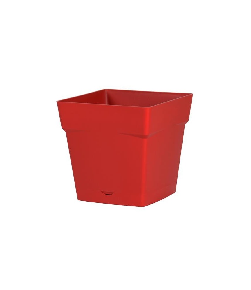 Pot à fleur carré - soucoupe clipsée réserve d'eau - Gamme Toscane - 10.2 L - Rubis - EDA