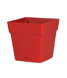 Pot à fleur carré - soucoupe clipsée réserve d'eau - Gamme Toscane - 3.4 L - Rubis - EDA