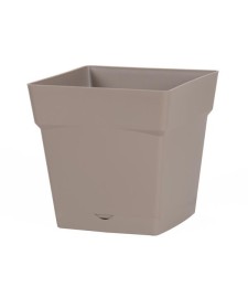Pot à fleur carré - soucoupe clipsée réserve d'eau - Gamme Toscane - 3.4 L - Taupe - EDA