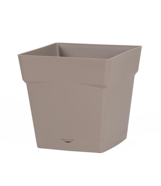 Pot à fleur carré - soucoupe clipsée réserve d'eau - Gamme Toscane - 3.4 L - Taupe - EDA