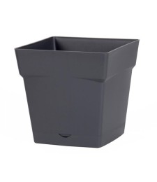 Pot à fleur carré - soucoupe clipsée réserve d'eau - Gamme Toscane - 3.4 L - Gris anthracite - EDA