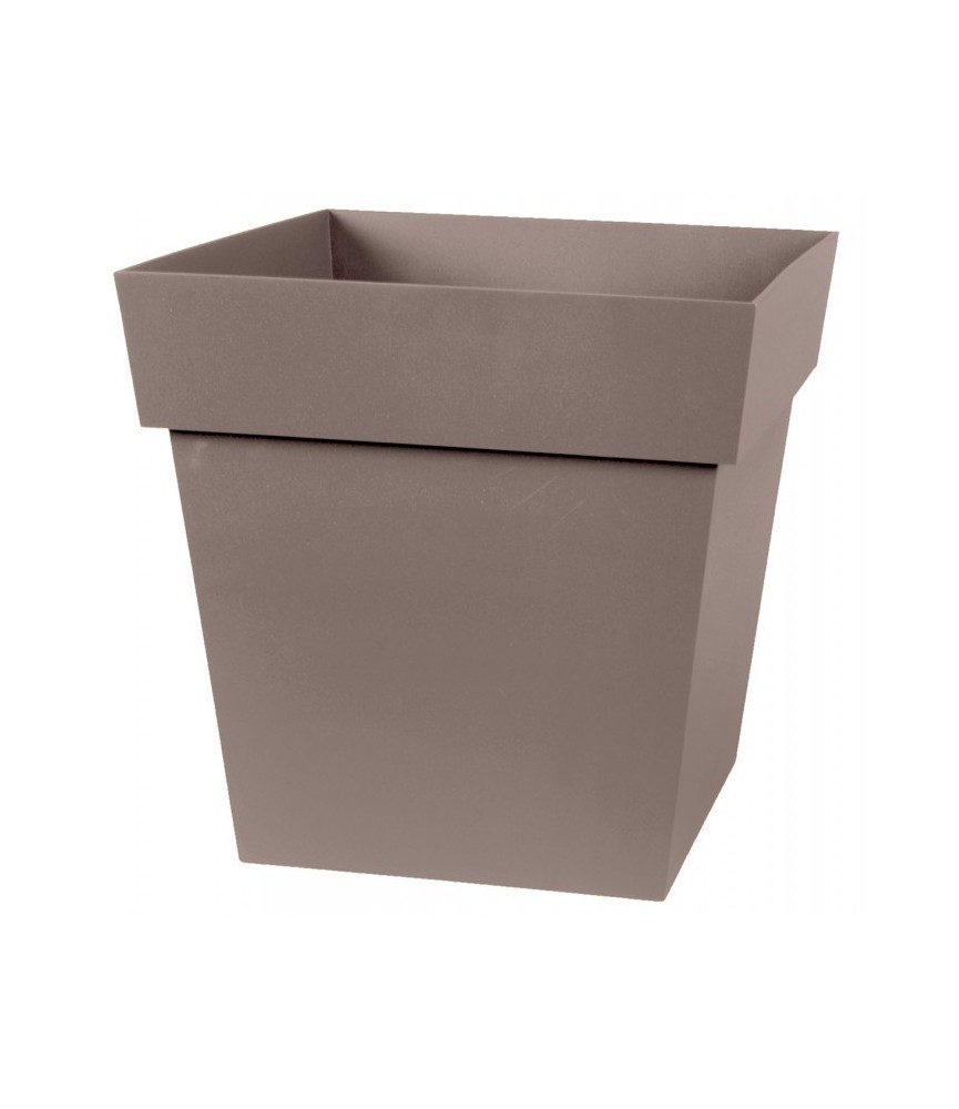 Pot à fleur carré - Gamme Toscane - 22 L - Taupe - EDA