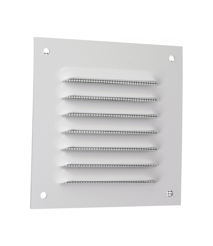 Grille de ventilation avec moustiquaire - métal - Carré - 100 mm - Blanc -DMO