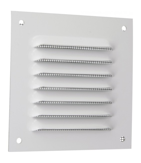 Grille de ventilation avec moustiquaire - métal - Carré - 100 mm - Blanc -DMO