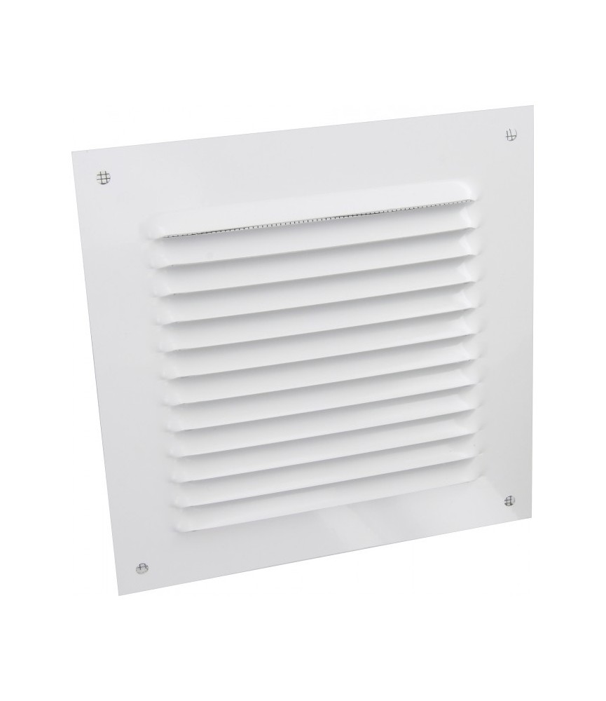 Grille de ventilation avec moustiquaire - métal - Carré - 190 mm - Blanc -DMO