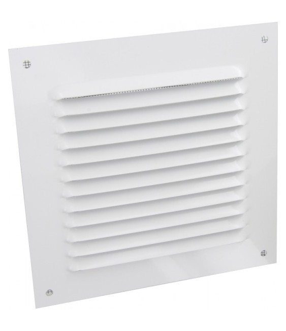 Grille de ventilation avec moustiquaire - métal - Carré - 190 mm - Blanc -DMO
