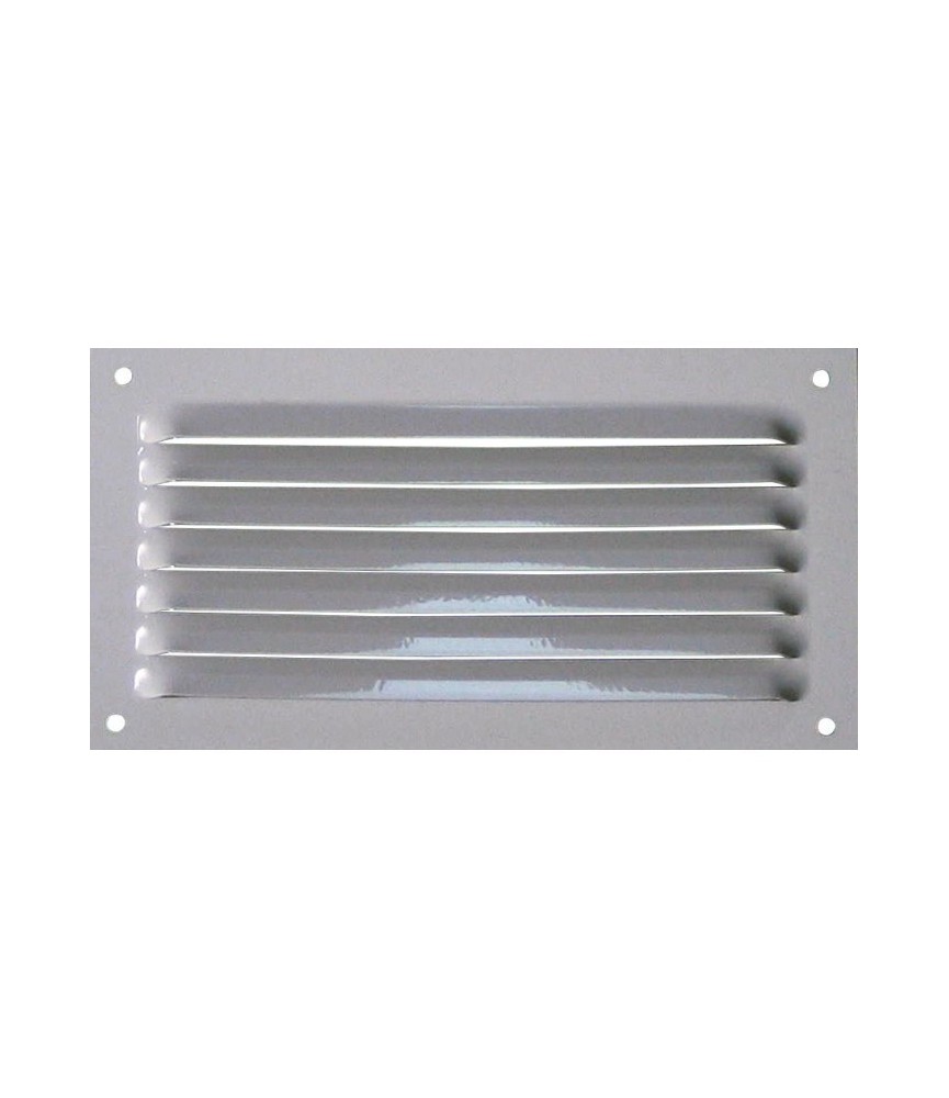 Grille de ventilation avec moustiquaire - métal - Rectangle - 190 x 100 mm - Blanc - DMO