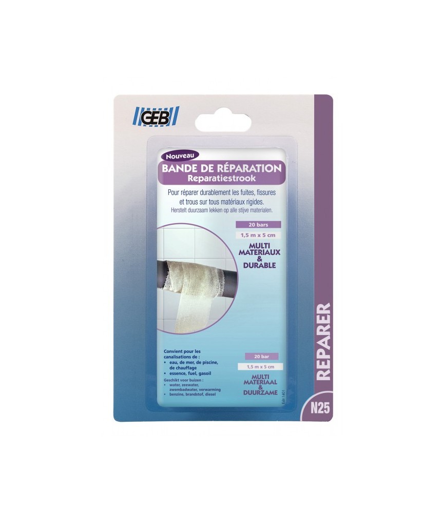 Bande de réparation pour fuites et fissures - Supports rigide - 1.5 M - GEB