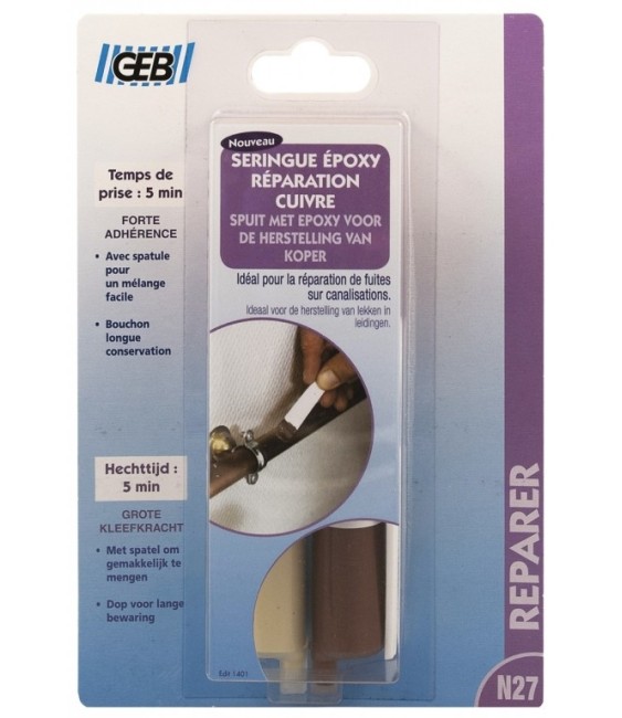 Seringue epoxy pour réparation cuivre - 24 ml - GEB