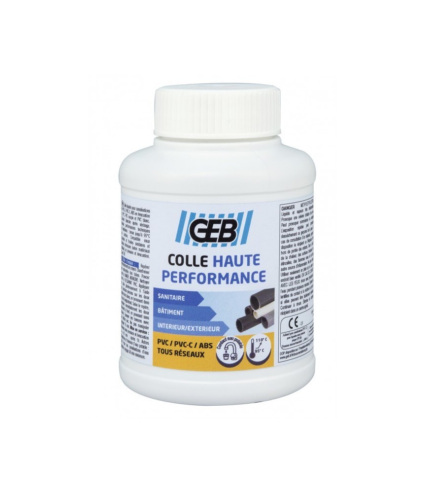 Colle haute performance pour assemblage canalisation en PVC - 250 ml - GEB Colle haute performance pour assemblage canalisation en PVC - 250 ml - GEB