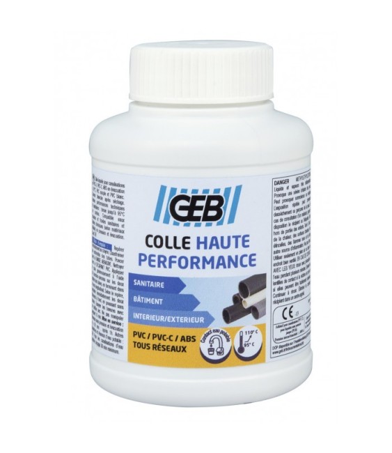 Colle haute performance pour assemblage canalisation en PVC - 250 ml - GEB