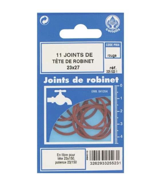 Joint en fibre pour tête de robinet - 23 x 27 mm - Lot de 11 - GRIPP