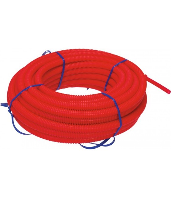 Tube polyéthylène réticulé gaine (P.E.R) - Rouge - 25 M - 13 x 16 mm
