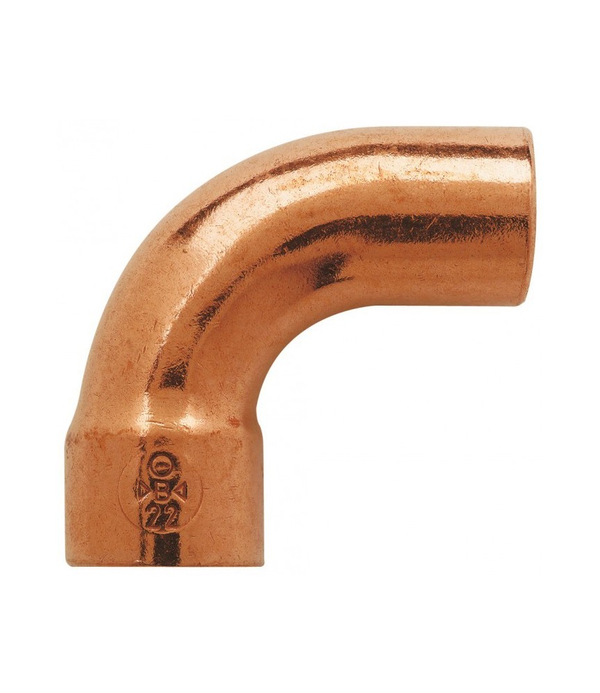 Coude en cuivre - A souder - 90° grand rayon - Mâle / Femelle - 22 mm - RACCORDS Coude en cuivre - A souder - 90° grand rayon - Mâle / Femelle - 22 mm - RACCORDS