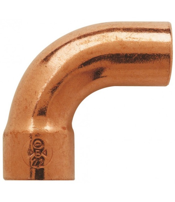 Coude en cuivre - A souder - 90° grand rayon - Mâle / Femelle - 18 mm - RACCORDS