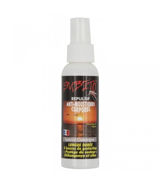 Spray répulsif anti-moustiques corporel - Spécial Camargue - Longue durée - 100 ml - SUBITO
