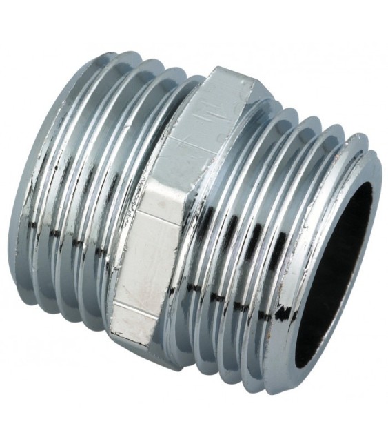 Mamelon égal chromé mâle / mâle - 15 x 21 mm - Lot de 1 - RACCORDS