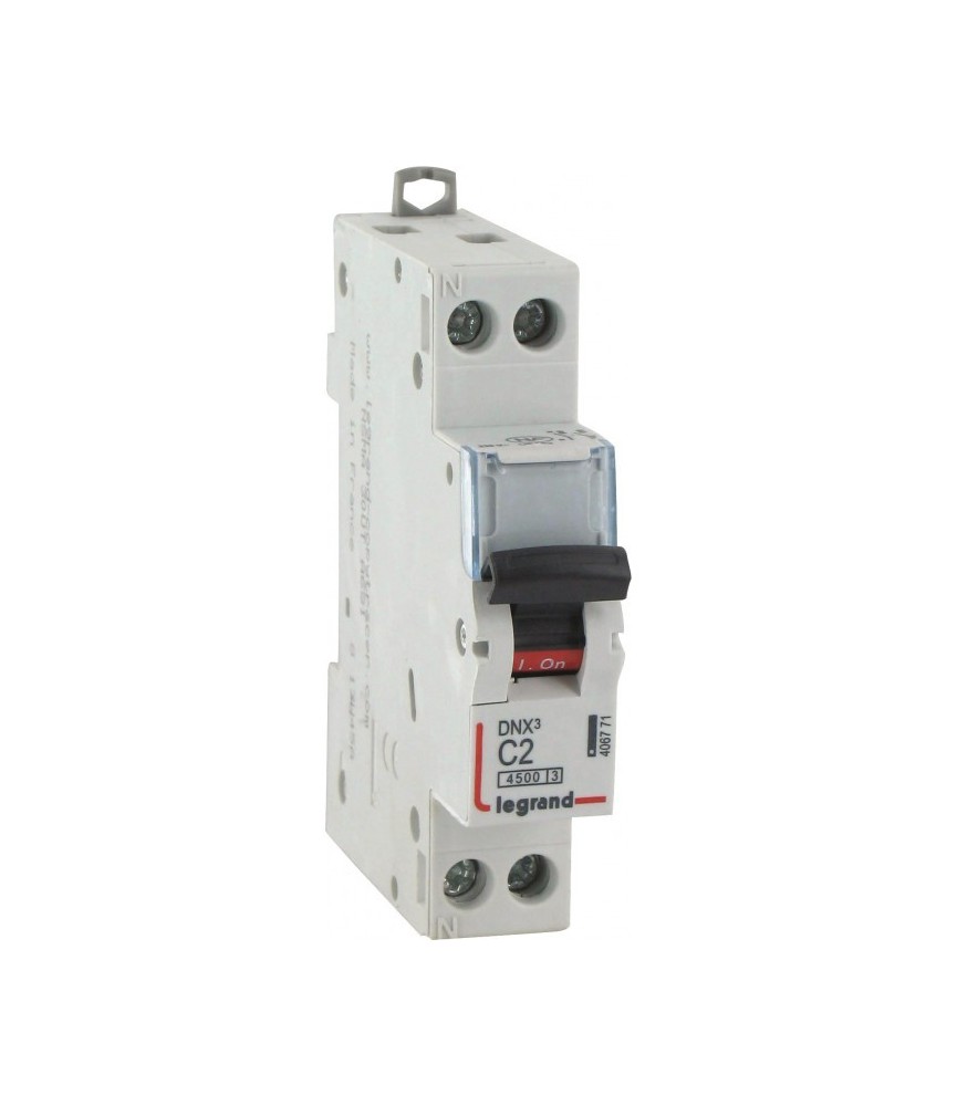 Disjoncteur DNX unipolaire + neutre - Type C - 2 A - LEGRAND Disjoncteur DNX unipolaire + neutre - Type C - 2 A - LEGRAND