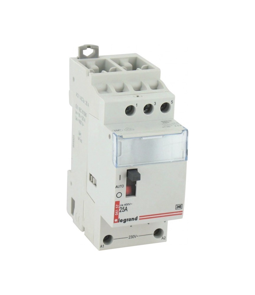 Contacteur Tarif heures creuses - 3 contacts à fermeture - 25 A - 2 modules - LEGRAND Contacteur Tarif heures creuses - 3 contacts à fermeture - 25 A - 2 modules - LEGRAND