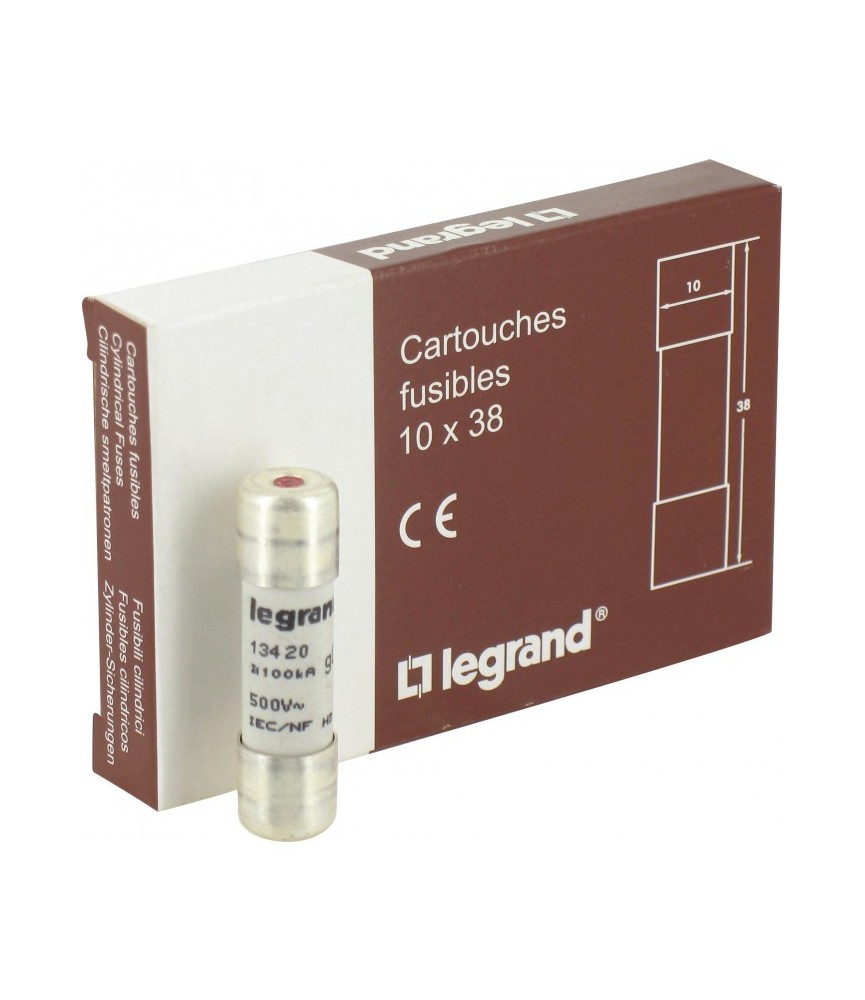 Cartouche industrielle cylindrique à voyant - 20 A - Boîte de 10 - LEGRAND Cartouche industrielle cylindrique à voyant - 20 A - Boîte de 10 - LEGRAND