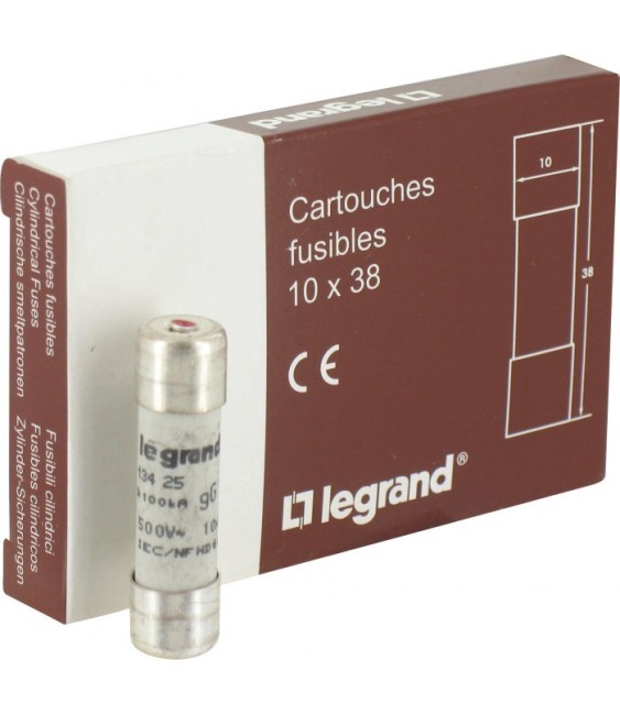 Cartouche industrielle cylindrique à voyant - 25 A - Boîte de 10 - LEGRAND