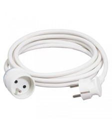Rallonge pour une fiche avec terre - plastique - 5 m - H05 VV-F 3G 1,5 mm² - Blanc - LEGRAND