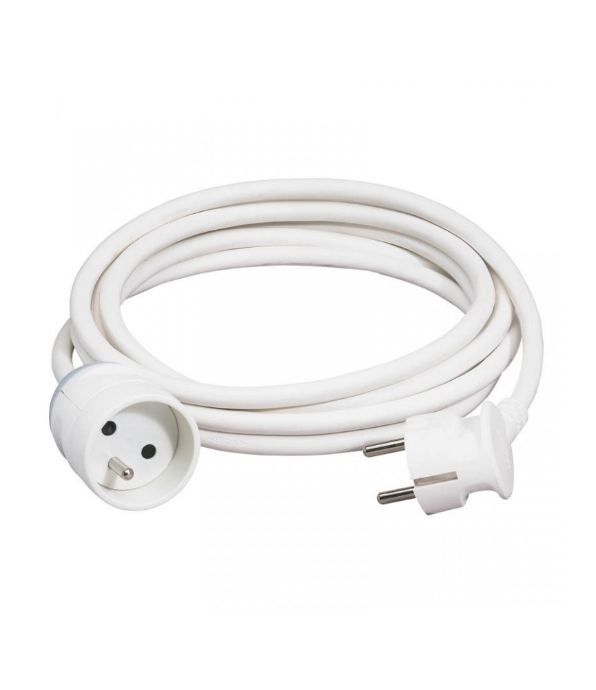 Rallonge pour une fiche avec terre - plastique - 5 m - H05 VV-F 3G 1,5 mm² - Blanc - LEGRAND Rallonge pour une fiche avec terre - plastique - 5 m - H05 VV-F 3G 1,5 mm² - Blanc - LEGRAND