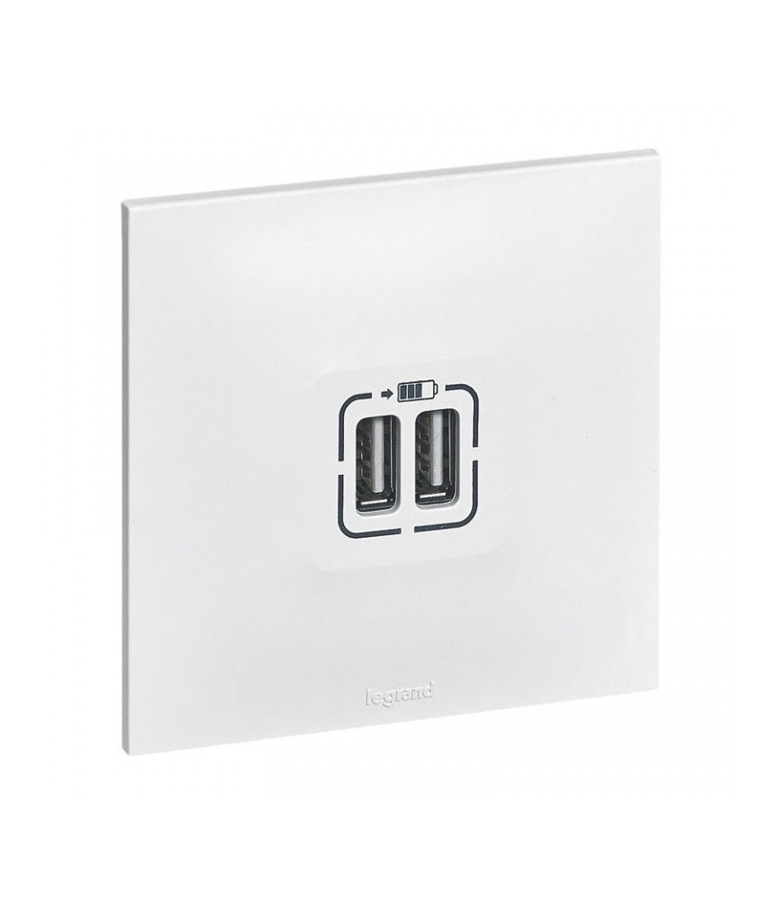 Double chargeur USB Neptune - Blanc - LEGRAND