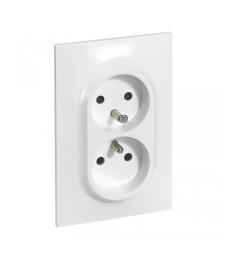 Double prise de courant avec terre Neptune - 16 A - Verticale - blanc - LEGRAND