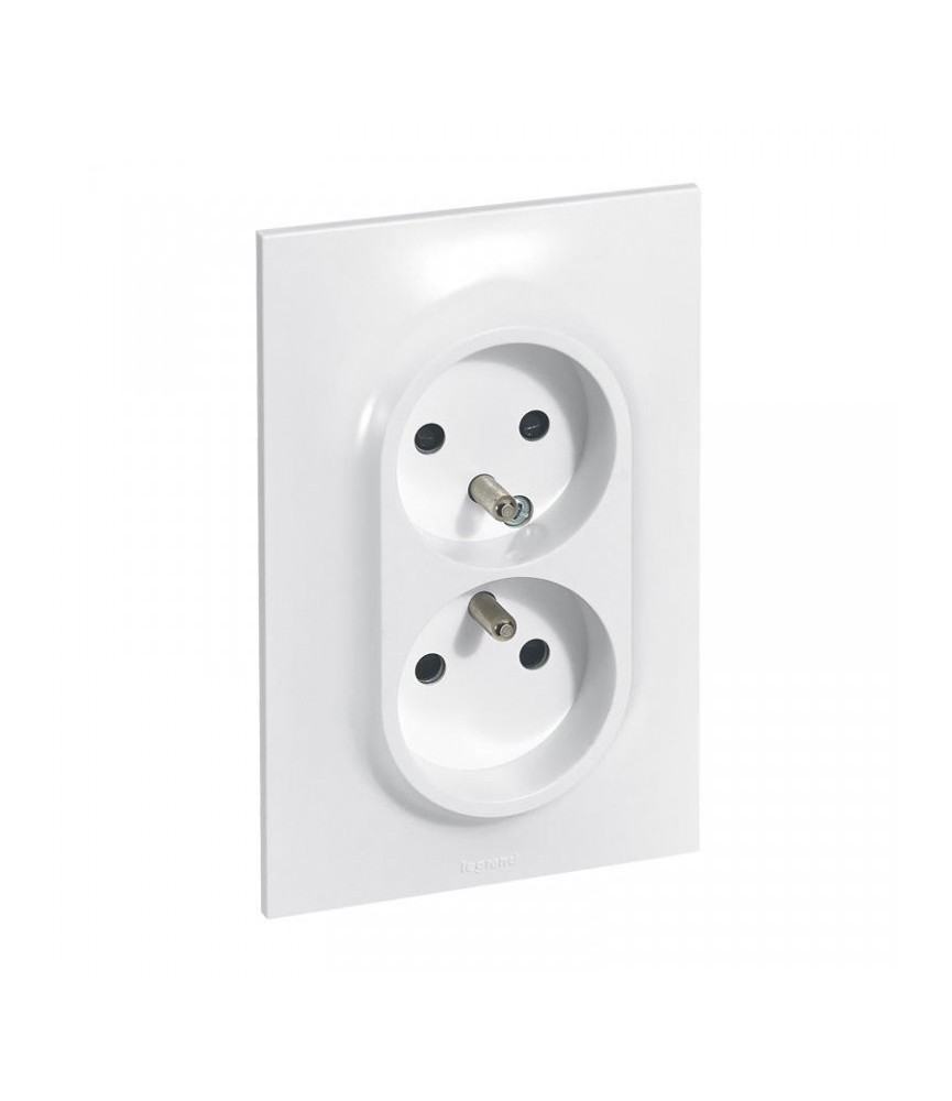 Double prise de courant avec terre Neptune - 16 A - Verticale - blanc - LEGRAND Double prise de courant avec terre Neptune - 16 A - Verticale - blanc - LEGRAND