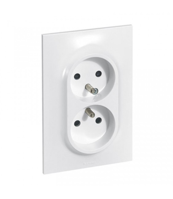 Double prise de courant avec terre Neptune - 16 A - Verticale - blanc - LEGRAND