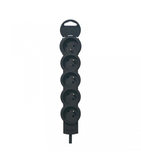 Rallonge 5 prises de courant - cordon 3 m - Noir - LEGRAND