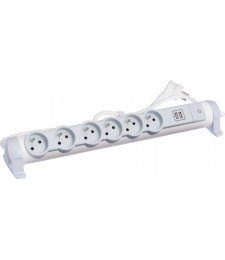 Rallonge 6 prises de courant + 2 chargeurs USB - Blanc et gris - LEGRAND