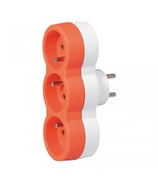 Fiche multiprise avec terre - 3 sorties frontales - Orange - LEGRAND