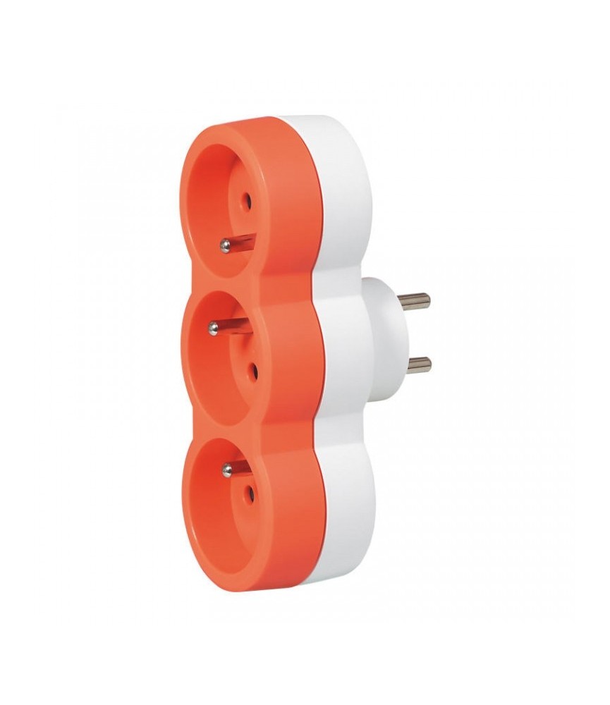 Fiche multiprise avec terre - 3 sorties frontales - Orange - LEGRAND Fiche multiprise avec terre - 3 sorties frontales - Orange - LEGRAND