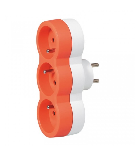 Fiche multiprise avec terre - 3 sorties frontales - Orange - LEGRAND