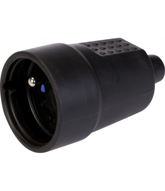 Fiche femelle en caoutchouc - 2P + T - 16 A - Noir - DHOME
