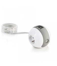 Multiprise design compacte et mobile WATT'BALL blanc et gris- WATT&CO
