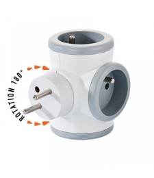 Multiprise 3 entrées rotative à 180 ° - WATT&CO