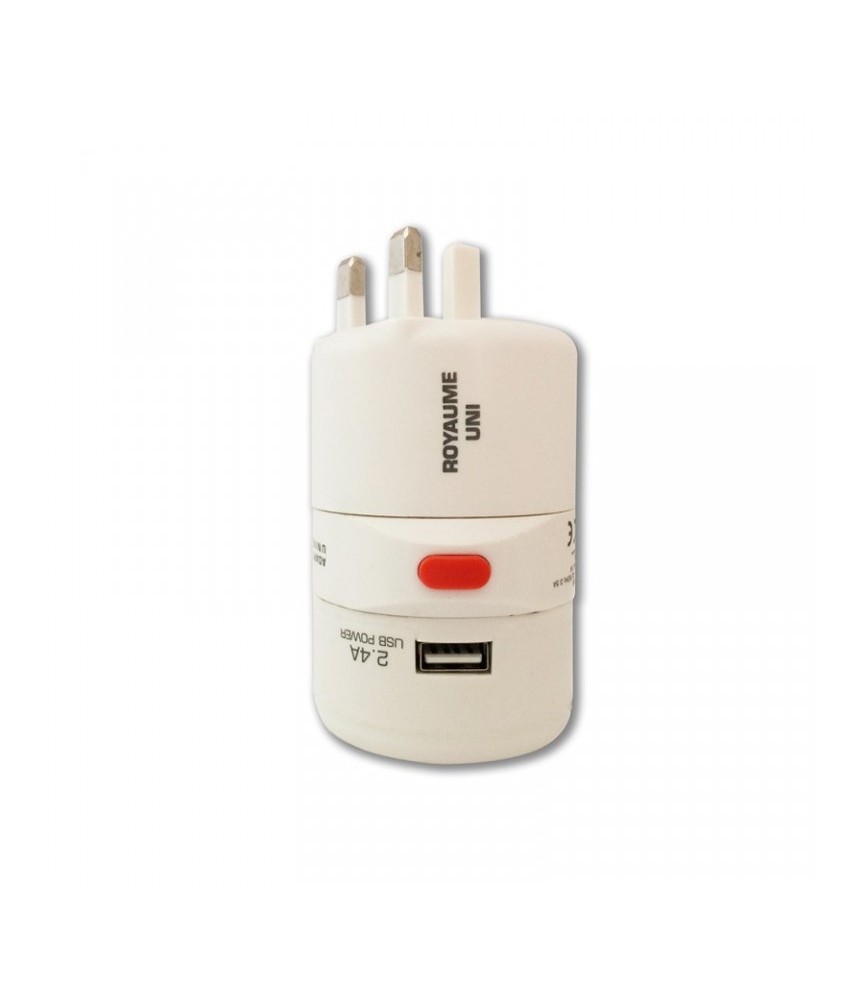 Adaptateur universel de voyage, rotatif 150 pays + USB - WATT&CO Adaptateur universel de voyage, rotatif 150 pays + USB - WATT&CO