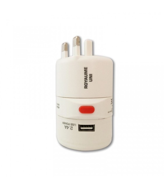 Adaptateur universel de voyage, rotatif 150 pays + USB - WATT&CO