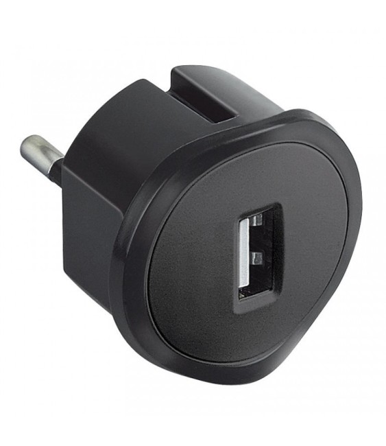 Fiche sans terre chargeur USB - 10 A - chargeur USB 5 V - 1,5 A maxi - Noir - LEGRAND