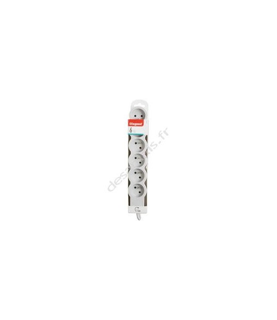 Rallonge 6 prises de courant - avec cordon 1,5 m - Blanc - LEGRAND