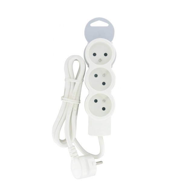Rallonge 3 prises de courant - avec cordon 1,5 m - Blanc - LEGRAND