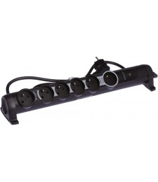 Rallonge coupe-veille - 6 prises de courant + parafoudre - Noir - LEGRAND