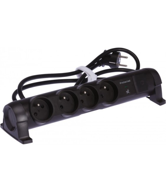Rallonge 4 prises de courant + parafoudre - cordon 1,5 m - Noir - LEGRAND