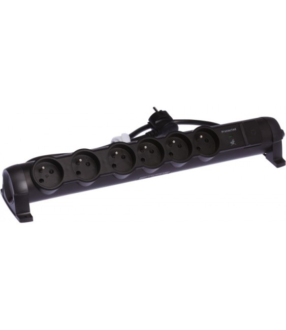 Rallonge 6 prises de courant + parafoudre - cordon 1,5 m - Noir - LEGRAND